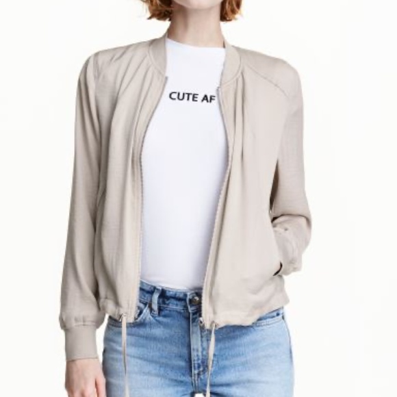 H&M Jackets & Blazers - Lightweight Light Beige Bomber Jacket